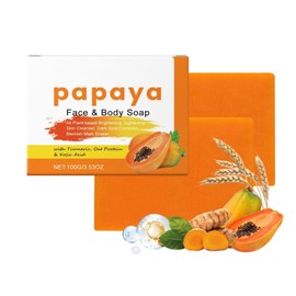 Papaya Soap - Kojic Acid and Turmeric soap - Turmeric Soap Bar for face & body - Natural Soaps Reduce Acne & Even Skin Tone - Dark Spot Remover for All Skin Types 2pcs