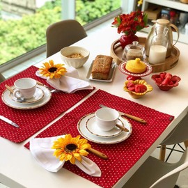 wonlex - Juego de 6 servilletas de otoño, hecho a mano para boda, cena, banquete, servilleta rústica para Navidad, día de Acción de Gracias, cumpleaños (girasol)