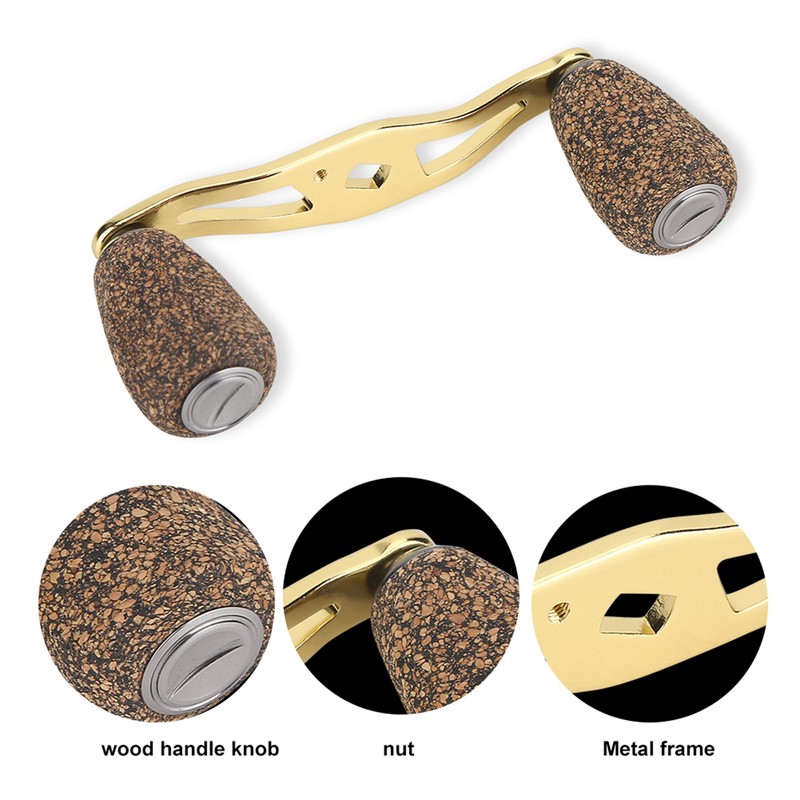 Fishing Reel Handle Wood Knob Carbon Fiber Frame with Fittings