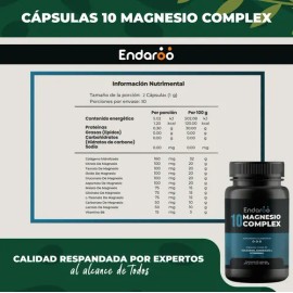 Magnesio 10 Complex , Malato, Citrato, Glicinato, Aspartato 60 Cápsulas
