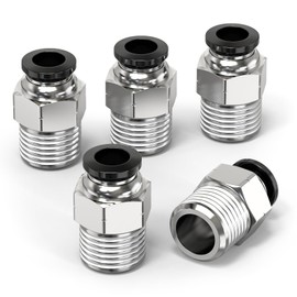 ERGAOBOY Male Thread Straight 10 mm Pipe OD x 1/4 Inch BSP Thread Push to Connect Fittings, Air Push Connect Tool Pneumatic Hose Fittings Pack of 5