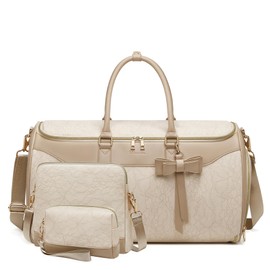 Garment Bags for Travel,Leather Convertible Garment Duffle Bag with Toiletry,Waterproof Carry On Garment Bag with Shoe Compartment,2 in 1 Suit Travel Bag for Women Weekender 3pcs Set