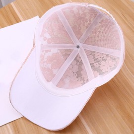 PRALIYUE Women's Lace Baseball Cap Breathable Mesh Floral Embroidered Hats Fashion Adjustable Trucker Sun Hat for Summer, Pink