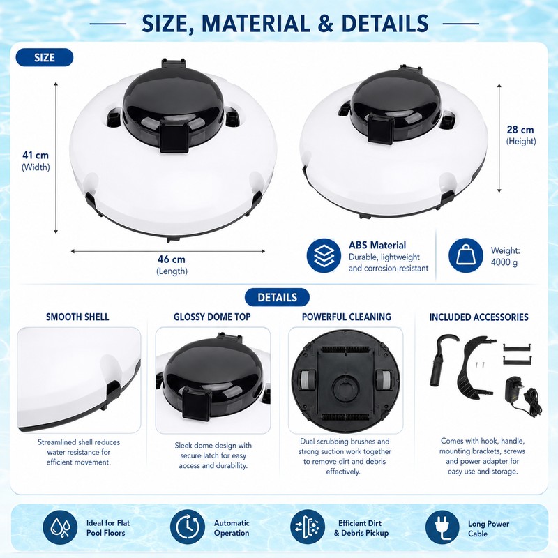 Cordless Robotic Pool Vacuum for Automatic Cleaning – Dual-Motor Smart