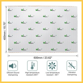 REPAIROCK 2pcs 80mil 5sqft Car Sound Deadener Heat Insulation Mat Butyl Pad Damping Self Adhesive Deadening Material Door Roof Floor Automobile Sound Barrier Auto Replacement Parts