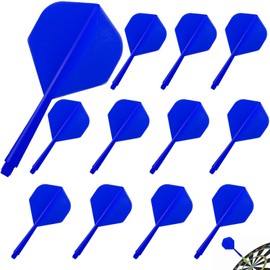 Pyroclasia Pack of 12 Darts Flights with Shafts Stable Darts Accessories Fusion Flights Dart Flyer with Shaft Integrated Fixed Flights Plastic Dart Shafts Shaft Flight System Combo (2BA) (Navy Blue)