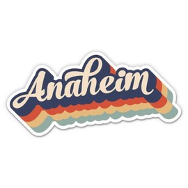 Squiddy Anaheim California Layered Retro Style - Vinyl Sticker Decal for Phone, Laptop, Water Bottle (3" Wide)