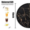 Black Marble Pattern Coasters for Drinks,Round PU Leather Coaster with