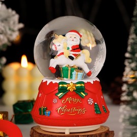 Christmas Revolve Snow Globe，Santa Claus Decorative Light，6 Inch Musical Snow Globe with Music and Color Changing Lights for Daughter Girls Girlfriend Women Son (Santa Claus Unicorn)
