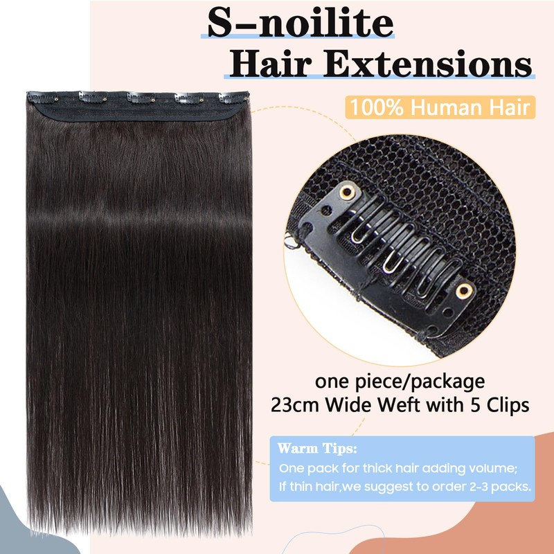 S-noilite Clip in Hair Extensions Real Human Hair One Piece