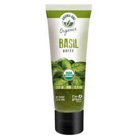 Aroma One Basil Puree Paste - Organic Herb Concentrate for Cooking, Seasoning & Sauces - Fresh Flavor Enhancer, Non-GMO, Gluten-Free, Vegan - Easy Squeeze Tube, Kitchen Must-Have - 80g (6-Pack)