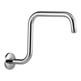 OFFO Shower Head Extension Arm 13 Inch, S Shaped High Rise Extender with Flange Shower Head Pipe Arm Chrome
