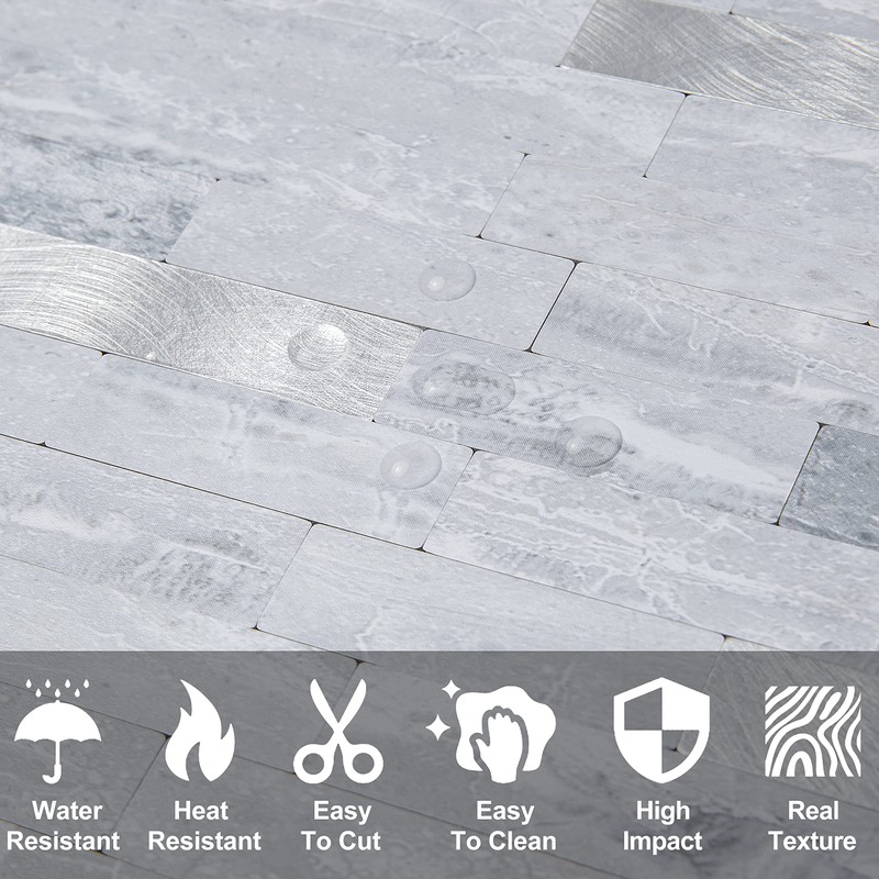 DICOFUN 10-Sheets Peel and Stick Backsplash Wall Tile, Faxu Stone