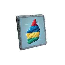 Mauritius Map Flag Slate Coaster, Vibrant Colors, Unique Gift for Travelers, Souvenir (slco-kf25-2114)