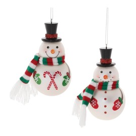 Melrose International Snowman Ornament (Set of 6) 4.5" H Glass/Fabric