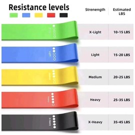 Resistance Bands Set, Exercise Loop Bands for Home Gym, Yoga, Crossfit, Strength Training, Latex Material, Multi-Color, 420g, 5 Pieces with Carry Case