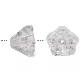 Czech Bead, Czech Glass 8.5x6.5mm Crystal Clear Cone Bell Flower w/ 1mm Hole 1 Std(80)
