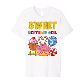 Sweet Birthday Girl Candyland Colorful Lollipop Kids Party Premium T-Shirt