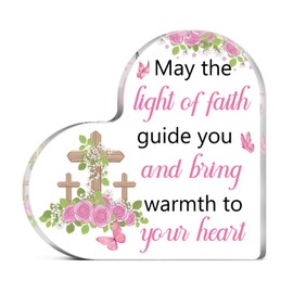Christian Gifts for Women Acrylic Heart Keepsake with Inspirational Message Easter or Baptism for Christian Women Religious Faith and Gratitude/Unique Keepsake for Friends or Family