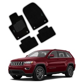 ecoMats Carpet Floor Mats for 2016 to 2021 Jeep Grand Cherokee / 2016 to 2024 Dogde Durango (2nd Row Bench Seat Only), Front and Rear, Black