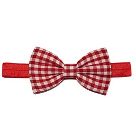 EmilyRose Couture Gingham Hair Bows (Small Headband, Red)