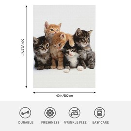 HGOD DESIGNS Cats Throw Blanket Ultra Soft Warm All Season Kittens Family Cats Decorative Fleece Blankets for Bed Chair Car Sofa Couch Bedroom 40"X50"