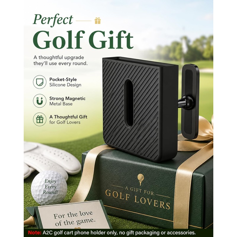 A2C Anti-Scratch Silicone Golf Cart Phone Holder Strong Magnetic Attachment