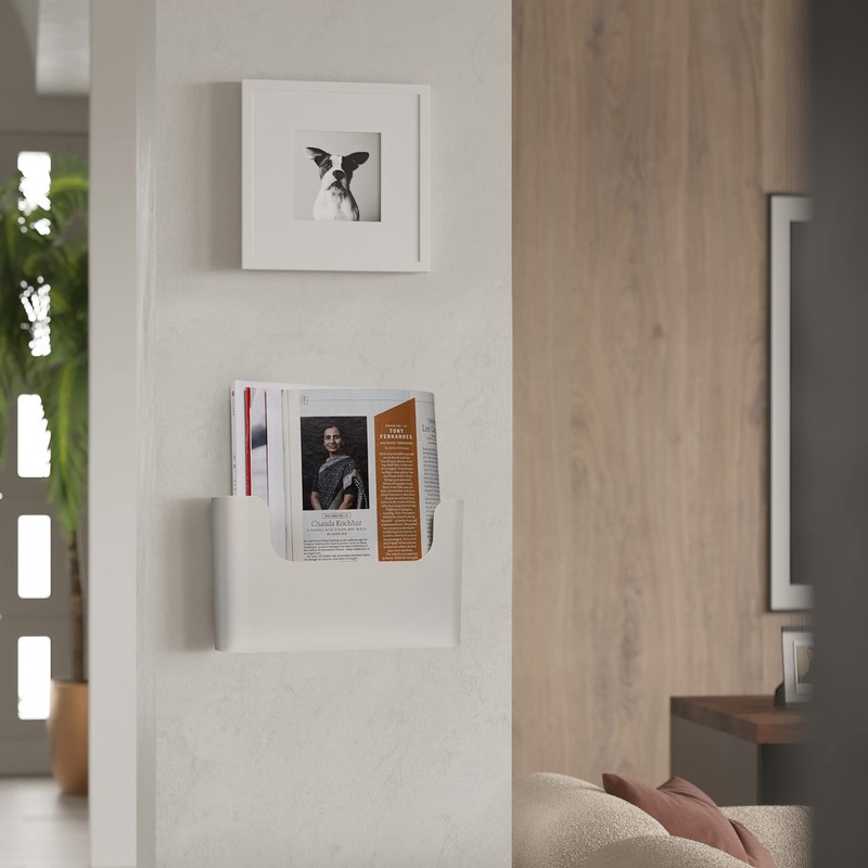 YOHOM No Drilling File Holder Wall Mails Magazines Organizer Adhesive