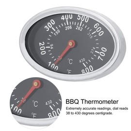 Grill Smoker Thermometer Dial Grill Temperature Display, Stainless Steel Charcoal Gas Grill Heat Indicator for Meat Cooking, Celsius and Fahrenheit Display