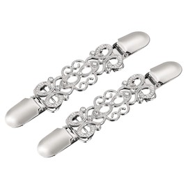 sourcing map 2pcs Retro Sweater Clips Vintage Swirl Dress Clips Back Cinch Clip Cardigan Collar Clips Scarf Clips Shawl Clasps for Women(Silver)