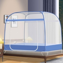 Square One-Touch Pop-Up Mosquito Net with Integrated Floor (Blue) 180X200cm