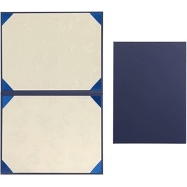 Tubbi Certificate/Document Cover Bi-fold Vertical/Horizontal Non-Padded Corner Ribbon - Navy Blue, Appreciation Card, Diploma, Passing Certificate, Restaurant Menu, Store Catalog, 2024 Edition