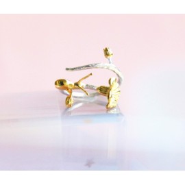 Helen de Lete Little Snail On Flower Vine 925 Sterling Silver Open Ring