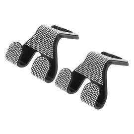 Partuto 2 Pcs Universal Car Seat Headrest Hook for Most Car, SUV, Truck Car Seat Back Organizer Hooks Sturdy ABS Rhinestone White 2.56"x2.83"