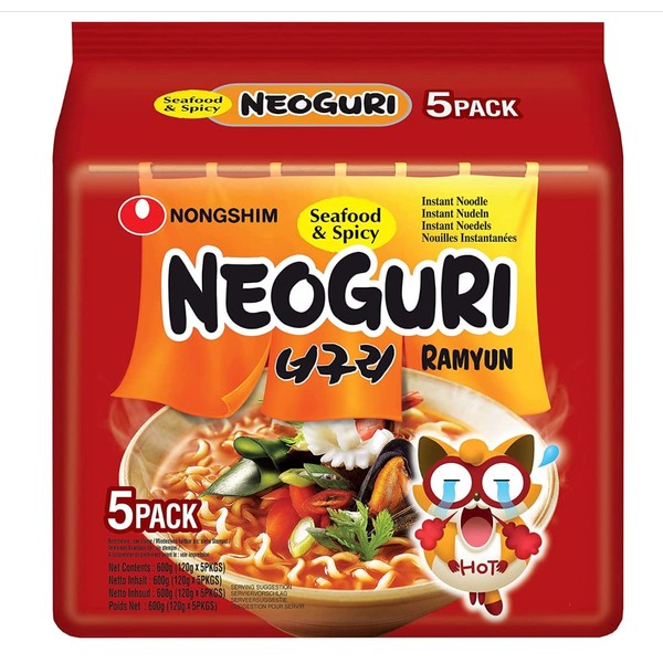 SPICEHUB Nongshim Neoguri Ramyun Seafood & Spicy 120g Pack of 5