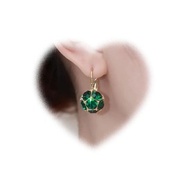 Crymystal Boho Emerald Drop Earrings Emerald Bead Earrings Green Crystal Hook Earrings Sparkly Cz Earrings Jewelry for Women and Teen Gifts