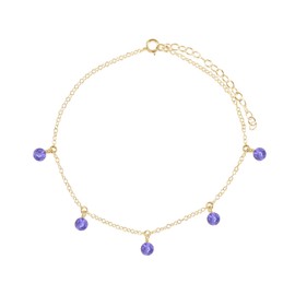 Tanzanite Bead Drop Anklet in 14k Gold Fill
