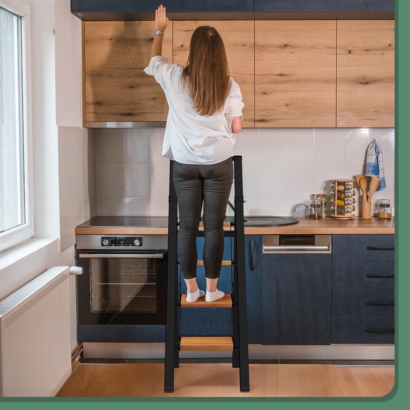 Step Ladder 4 Step Folding with Handle, Kitchen Step Stool