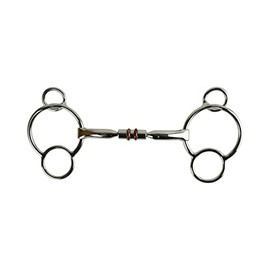 AK AKRS-2617 Universal Loose Ring Rotary Double Cooper Roller Snaffle Horse Bit (4.50 Inch, Silver)