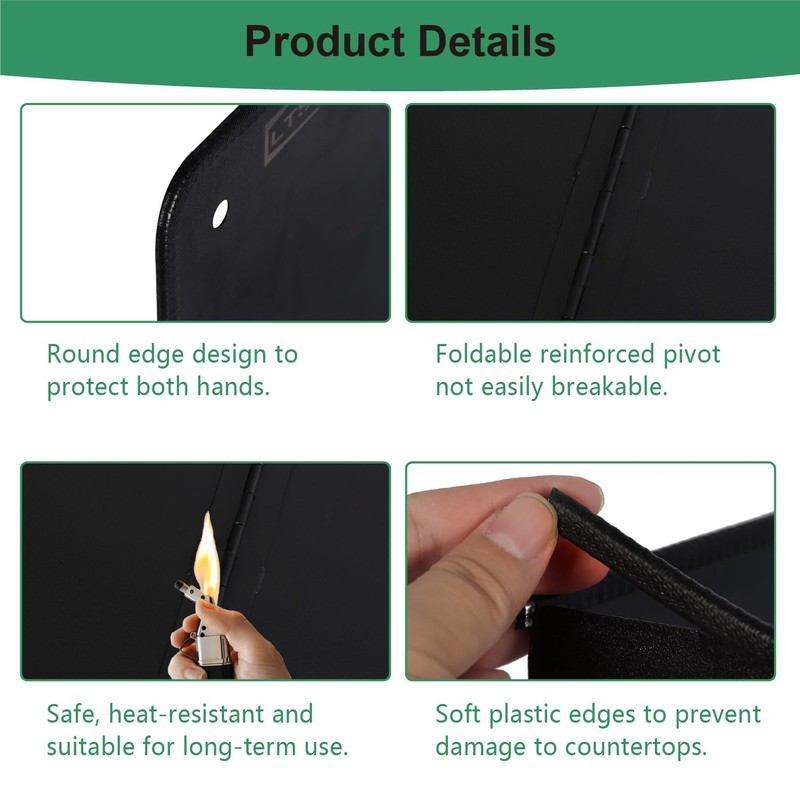Black Large 4 Sided Splatter Guard for Frying Stove Top,Oil