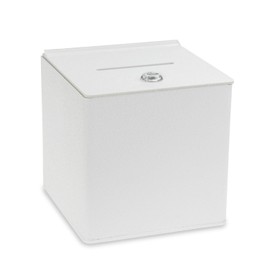 Source One White Cube Donation Box With Cam Lock Suggestion Registration Raffle Bin … (Medium 8 Inch)
