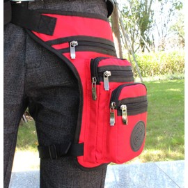 Nylon Waist Pack Motorcycle Drop Leg Bag for Men Women Tactical Military Bike Cycling Riding Travel Outdoor Sports Hiking Camping Fanny Pack Pouch Pocket Red