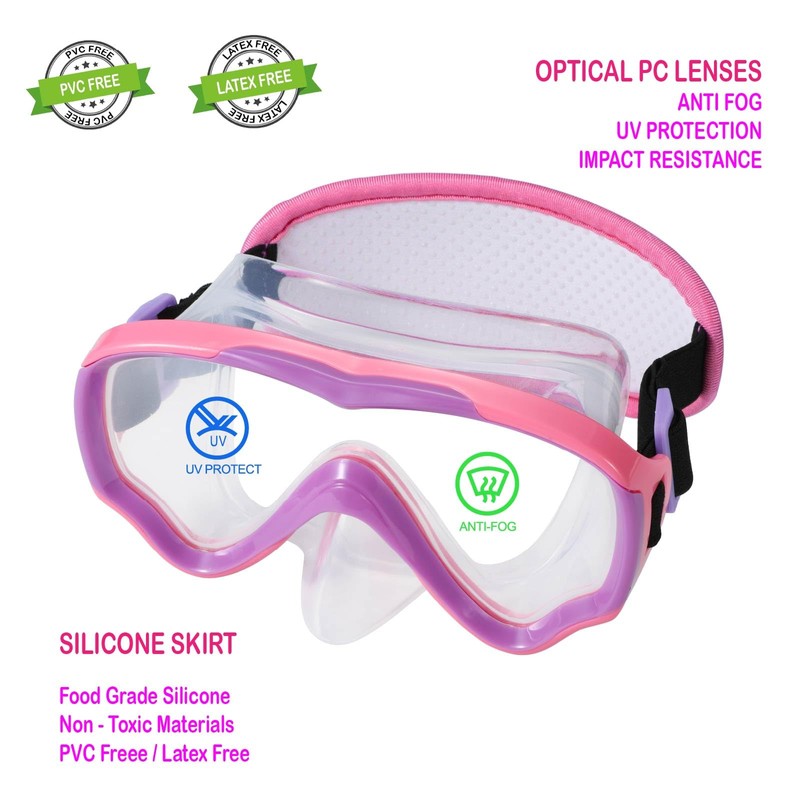 Swim Goggles Kids 6-14, Snorkeling Mask Fabric Strap,Youth Goggles Nose