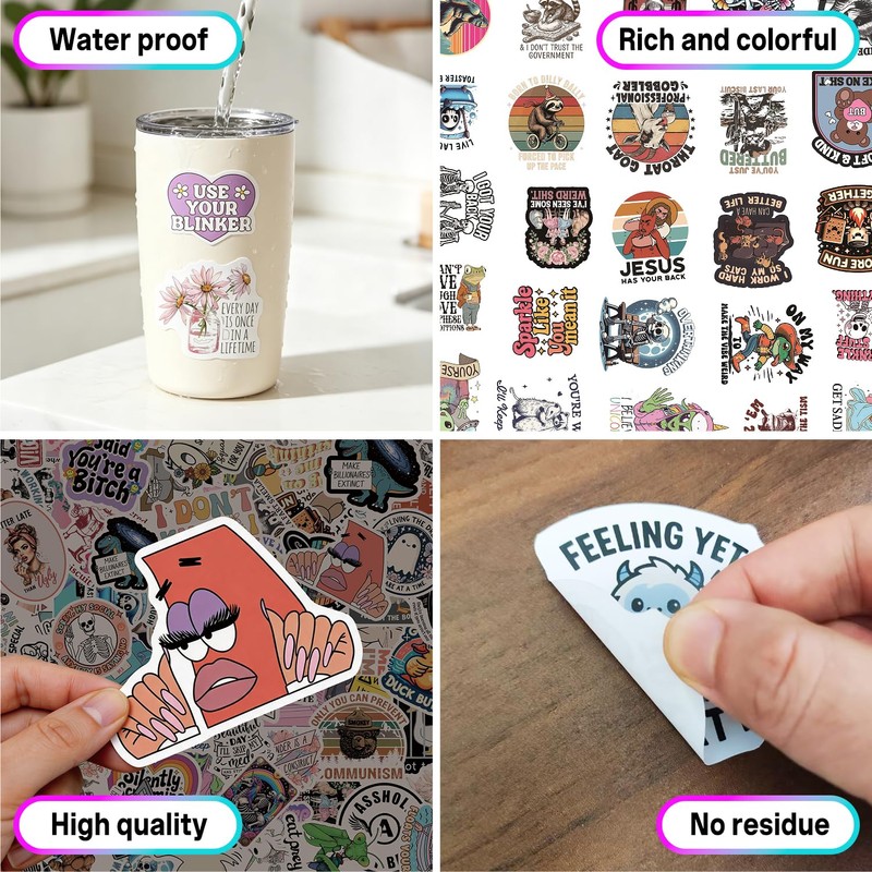 300PCS Funny Sarcastic Meme Stickers pack Adults for Laptop Water