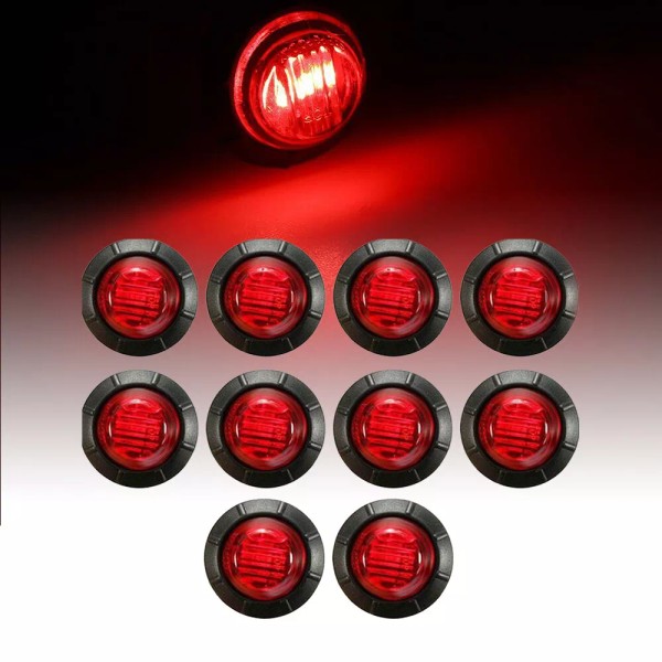 Unbranded 10pcs 12V Round Red LED Side Marker Lights Tail