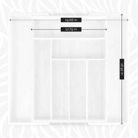 Masirs Expandable Bamboo Kitchen Drawer Organizer - Adjusts To Drawer Size - Bamboo Silverware Drawer Organizer - Utensil Drawer Organizer - Drawer Organizer For Kitchen & Office - Bamboo Organizer