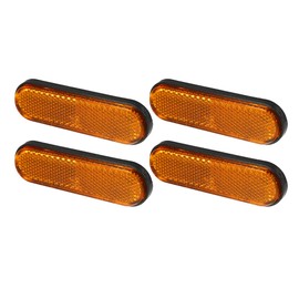 Partuto 4pcs 3.98"x1.18" Universal Reflector - Oval Motorcycle Bike Safety Reflector Increase Visibility and Safety on the Road - Plastic Orange