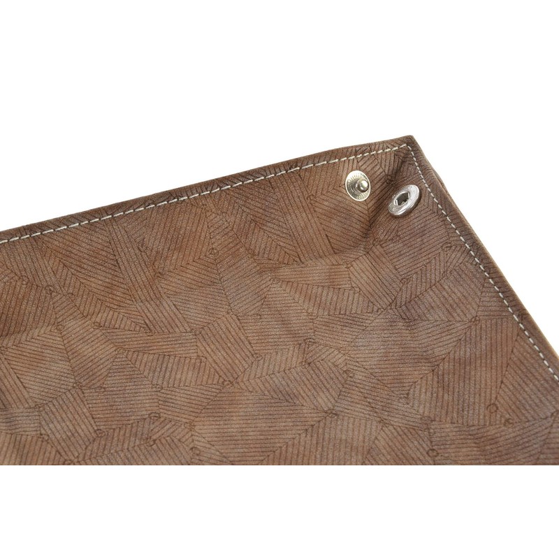 DRW Brown Faux Leather Square Tray, 18 x 18 x