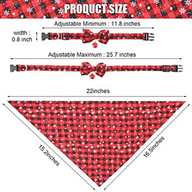 Frienda Set de 4 Pañuelos y Collares Navideños para Perro Cuello Clásico Navideño a Cuadros para Perro Pañuelo Ajustable para Mascota con Cascabel de Seguridad Disfraz para Gato(S,Estilo Moda)
