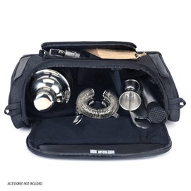 USA GEAR Travel Carrying Bag Compatible with Bartender Kits - Shoulder Bag for Bartender Kit with Water Resistant Exterior and Customizable Interior for Bar Tools (Bag Only) - Black